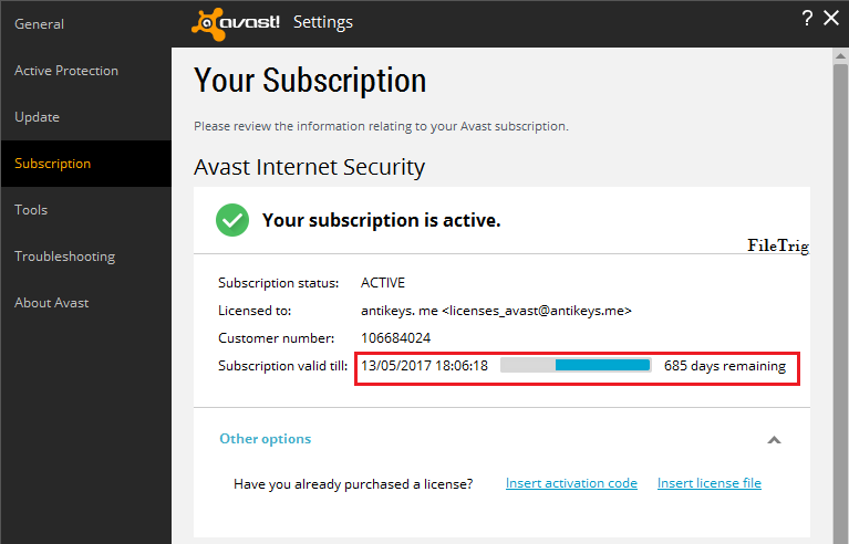 Avast Internet Security 2015 License File